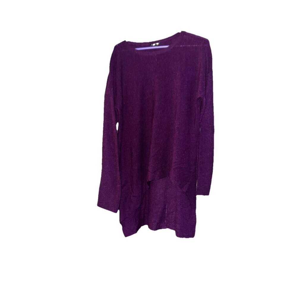 Eileen Fisher Medium Purple Tencel Wool Alpaca Knit Top Sweater